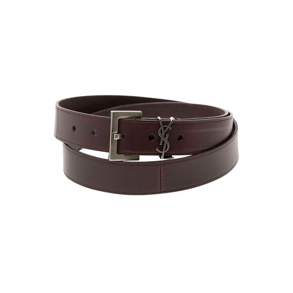 Saint Laurent Men 'Cassandre' Brown Belt With Logo Detail In Leather Man